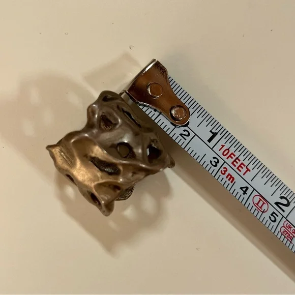 Vintage Heavy sterling silver Brutalist Rustic Goth Mobwife thick Wide Band - Picture 9 of 17